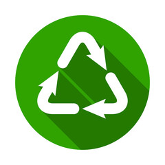 Recycle symbol. Flat icon with long shadow