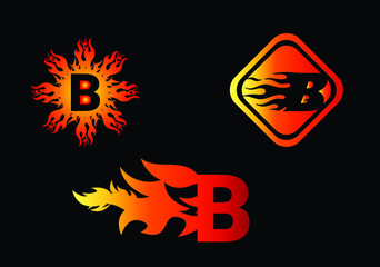 Fire B Letter Logo And Icon Design Template