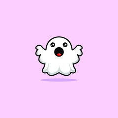 Cute ghost character. Collection of illustrations for Halloween in cartoon style with cute expressions