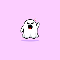 Cute ghost character. Collection of illustrations for Halloween in cartoon style with angry expressions