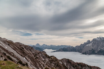 Fototapeta premium Cloudy autumn day in the italian alps