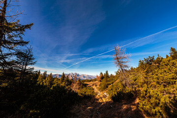 Sunny autumn day at the mount Tersadia in the italian alps
