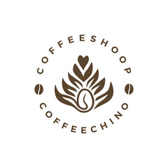 Coffee bean and latte art logo vector. Coffee design for logo, icon, symbol, Identity