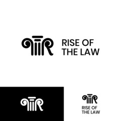 Letter R Pillar Greek column Logo Design. Intial R Pillar Logo Template for Identity