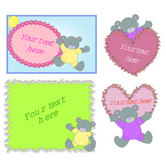 Teddy bear frames for children illustrations in vector