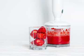 Strawberries Smoothie in a blender