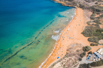 Fototapeta na wymiar Aerial view of Ramla Bay Gozo