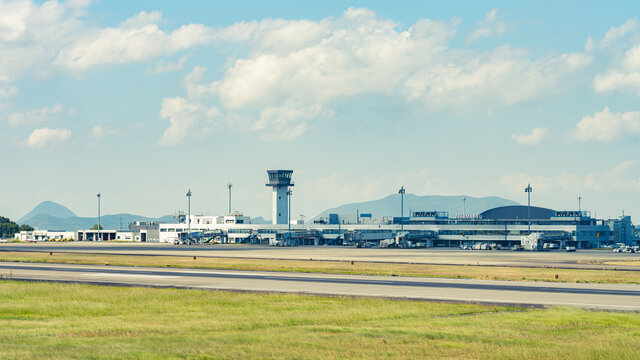 Takamatsu Airport, Kagawa Prefecture In Japan, 9th October 2021, Many Jets Or Airplanes Take Off Or Land Here In Japan.