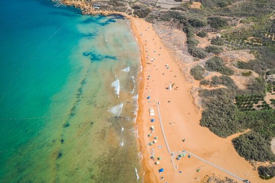Aerial view of Ramla Bay Gozo