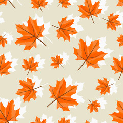 Naklejka na ściany i meble Vecter - maple leaves seamless pattern.