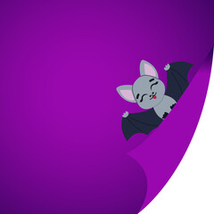 Purple banner with a bat square sheet bent to the edge