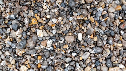 Texture d'une plage de galets 