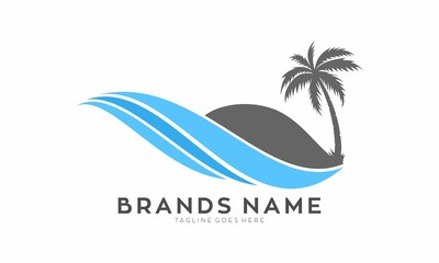 Fototapeta na wymiar Beach wave illustration vector logo