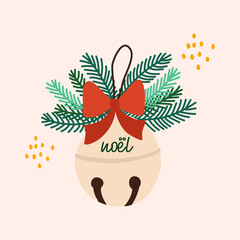 Christmas toy Christmas bell with the inscription noel