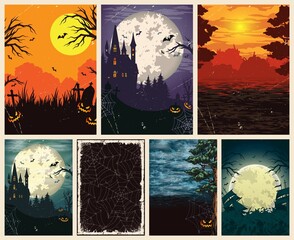 Halloween vintage colorful posters