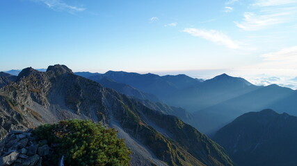 奥穂高山頂付近からの風景