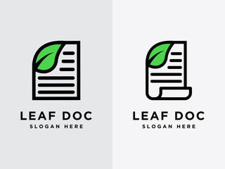 Leaf document design logo Set, natural data logo symbol, document logo vector icon