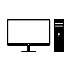Personal Computer icon. Simple monitor and CPU icon. High quality and suitable for your design. Flat design vector illustration on a white background.
