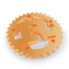 Rust logo. Programming language. 3D rendering.