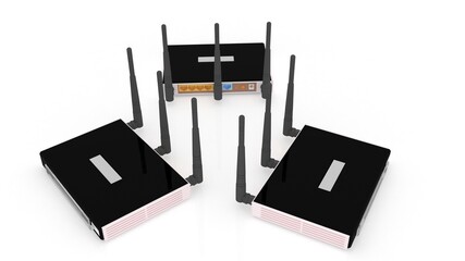 3d illustration modem internet wireless rj 45 technology concept
