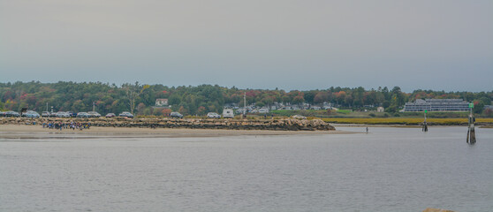 Drakes Island Jetty and Beach on the Atlantic Ocean in Maine