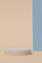 3d platform on paper brown background. Podium for performance or presentation. Empty pedestal. 3d rendering