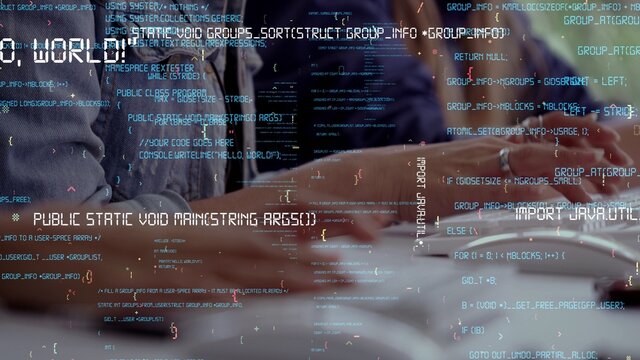 Conceptual programming and coding of future software . 3D render computer graphic .