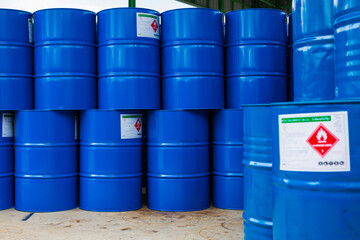Oil barrels green or symbol warning chemical drums vertical