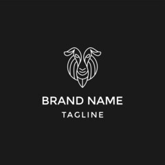 Animal luxury logo goat head, line art, simple and modern icons, editable design templates
