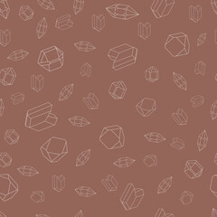 Cute graphic crystals drawn in line. Vector seamless pattern.