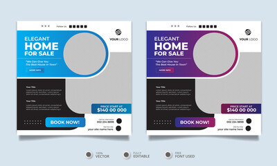 Real estate landlord house property instagram post or square web banner promo template	
