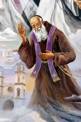Fototapeta premium Saint Leopold Mandic, author Marijan Jakubin, Church of Saint Anne in Bjelovar, Croatia