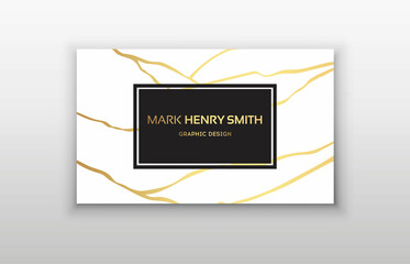 Gold business card kintsugi design. Modern business card template design.