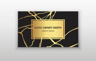 Gold business card kintsugi design. Modern business card template design.