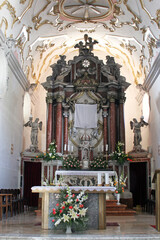 High altar in the parish church of Our Lady outside the city in Sibenik, Croatia