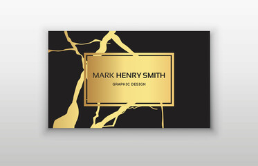 Gold business card kintsugi design. Modern business card template design.
