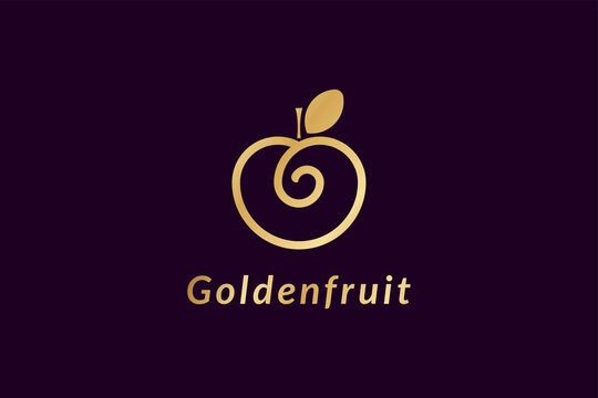 apple fruit logo design template, persimmon logo design concept usable for farm fruit, nature, business , technology , aggro industry