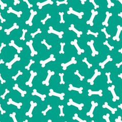 Blue seamless pattern with white bones.