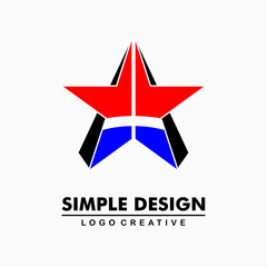 Obraz premium red and blue star icon, letter a. simple and creative logo. Abstract business logo icon design template