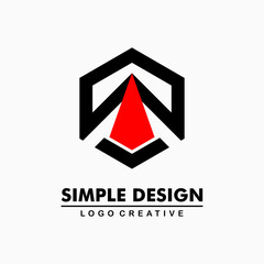 red and black icon in hexagon, letter a. simple and creative logo. Abstract business logo icon design template