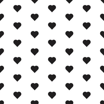 Heart shape pattern vector seamless doodle black and white abstract background illustration for digital and print materials