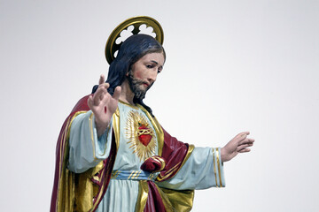 Obraz premium Sacred Heart of Jesus, statue in the church of Assumption of the Virgin Mary in Brodsko Vinogorje, Croatia