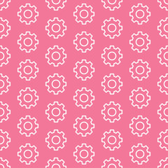 Pink seamless pattern with white gears.