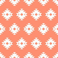 Fototapeta na wymiar Peach pink and white kilim seamless pattern.