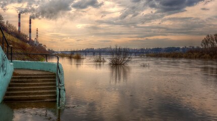 River Tom flood in Kemerovo
