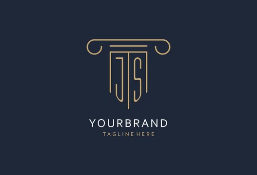 JS initial with pillar shape logo design, creative monogram logo design for law firm