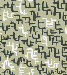 Ethnic Hand Drawn Vector Seamless Pattern. Organic Nature Green Design for Fabric, Wrapping Paper, Gift Cards etc.