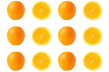 Oranges on a white background. Orange theme. Delicious fruit