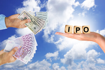 IPO or initial public offering concept of new business launch or start-up