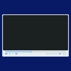 Video player UI, video player interface with blank black screen. 